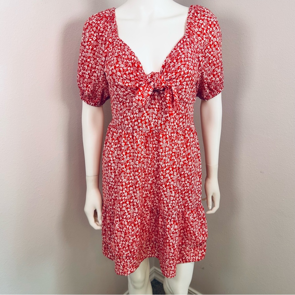 Lauren Conrad, red and white floral dress size small.